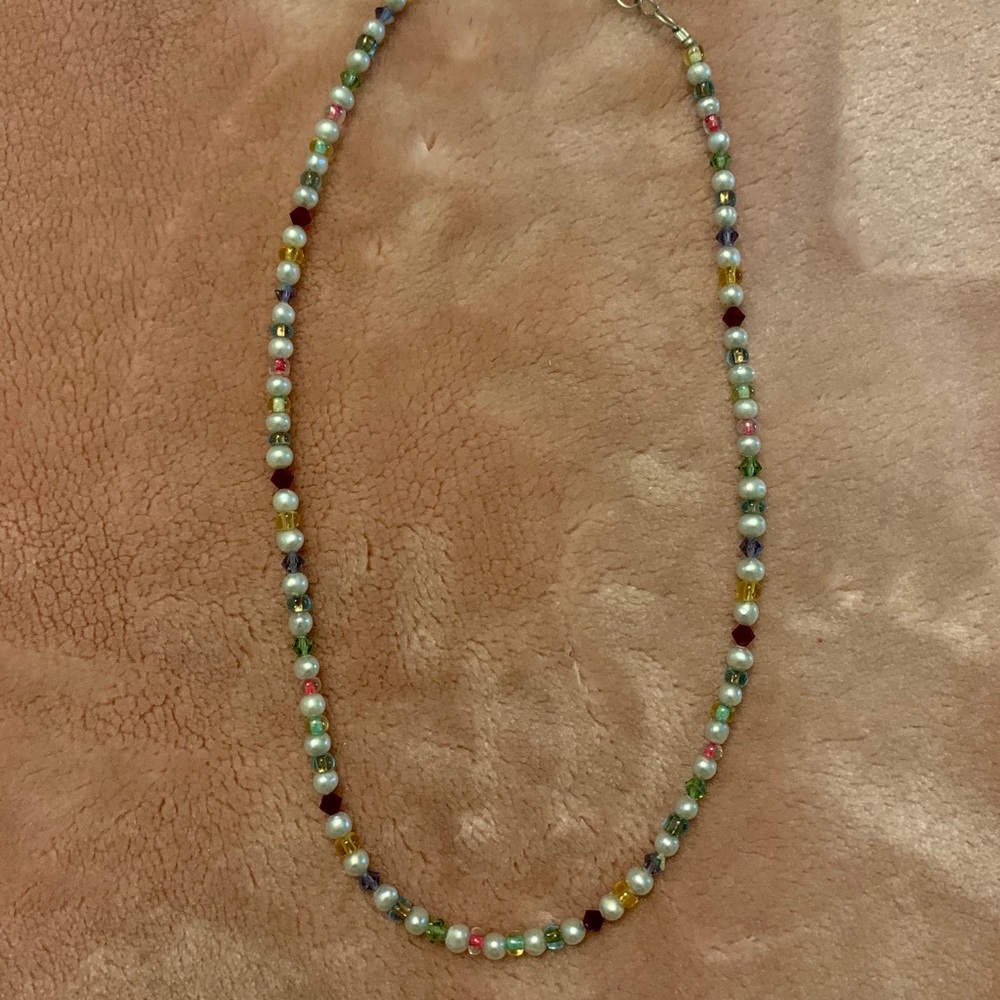 Emily Ray pearl and crystal sterling silver choker